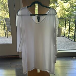 Eileen Fisher White 3/4 Sleeve Boxy Blouse
